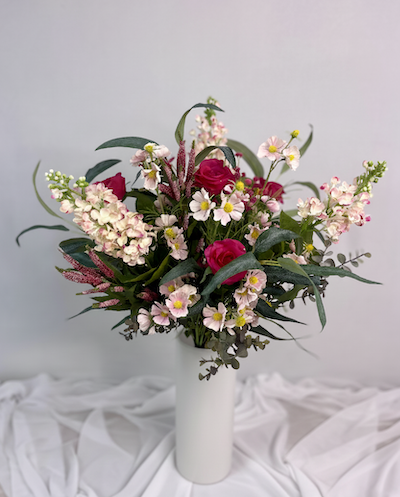 Fuchsia Rose Bouquet -Real Touch Blooms