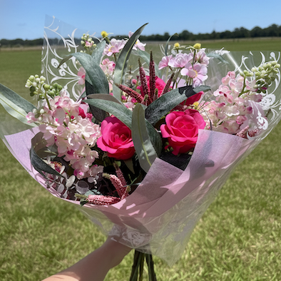 Fuchsia Rose Bouquet -Real Touch Blooms