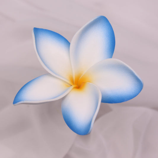 Medium Blue and White Frangipani Real Touch 7.5cm Single Stem- Realistic Artificial Flowers