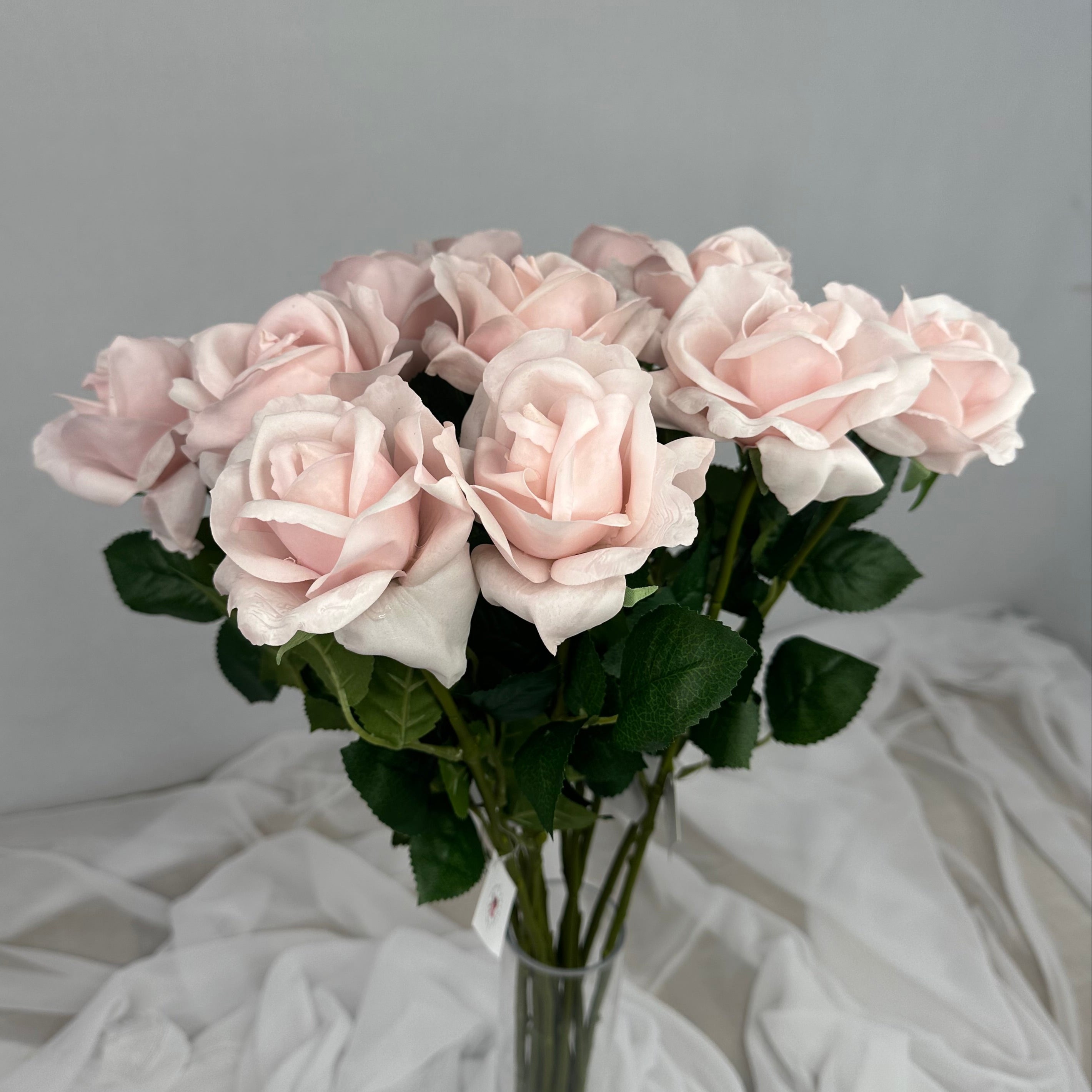 Soft Pink Real Touch Open Bloom Rose - Realistic Artificial Flowers