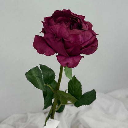 Cranberry Real Touch David Austin Half Bloom Rose - Realistic Artificial Flowers