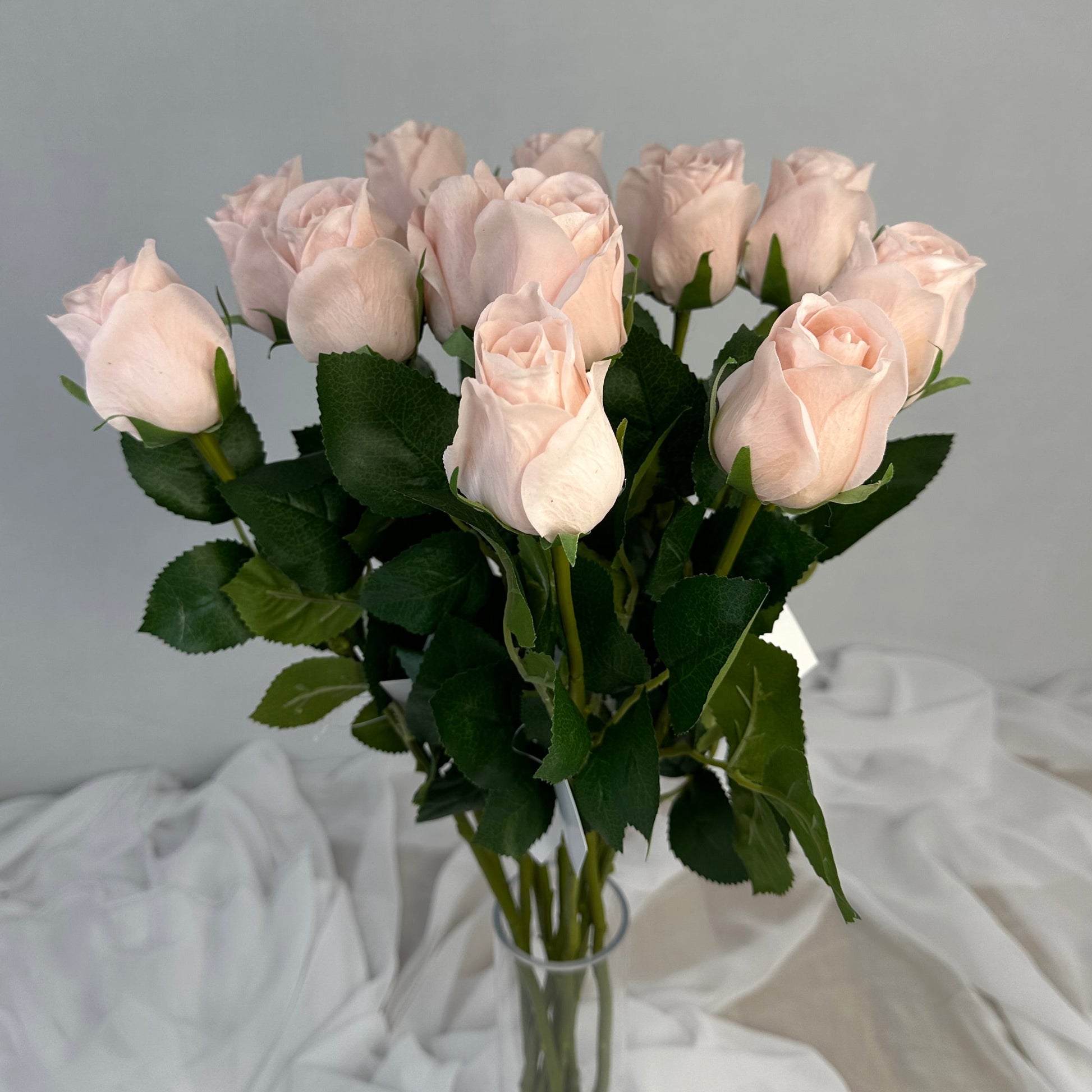 Blush Pink Real Touch Open Bud Rose - Realistic Artificial Flowers
