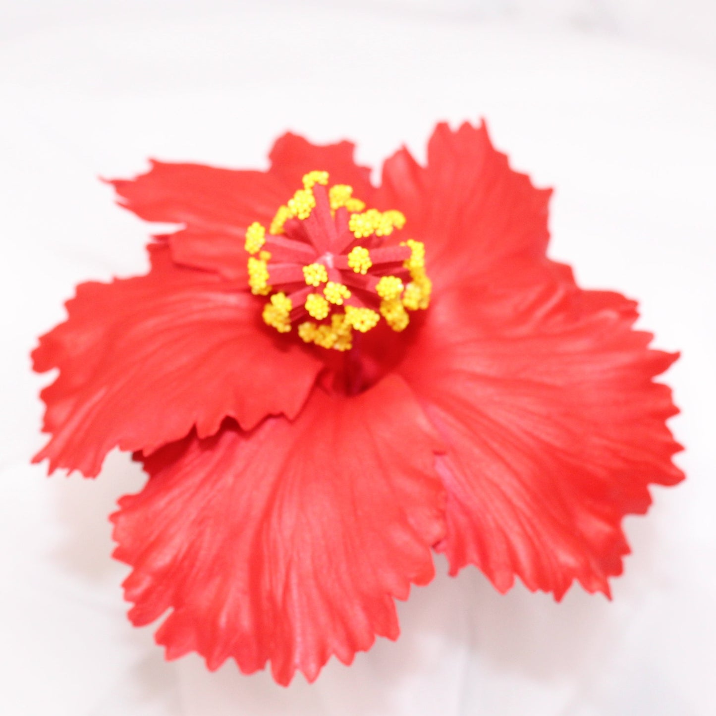 Small Bright Red Hibiscus Real Touch Flowerhead 8cm - Realistic Artificial Flowers