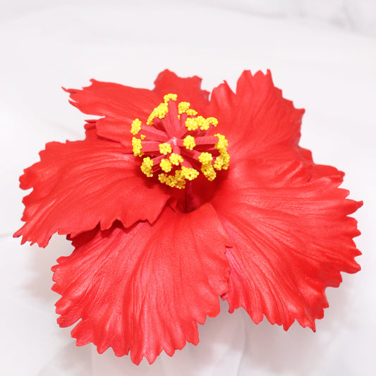 Small Bright Red Hibiscus Real Touch Flowerhead 8cm - Realistic Artificial Flowers