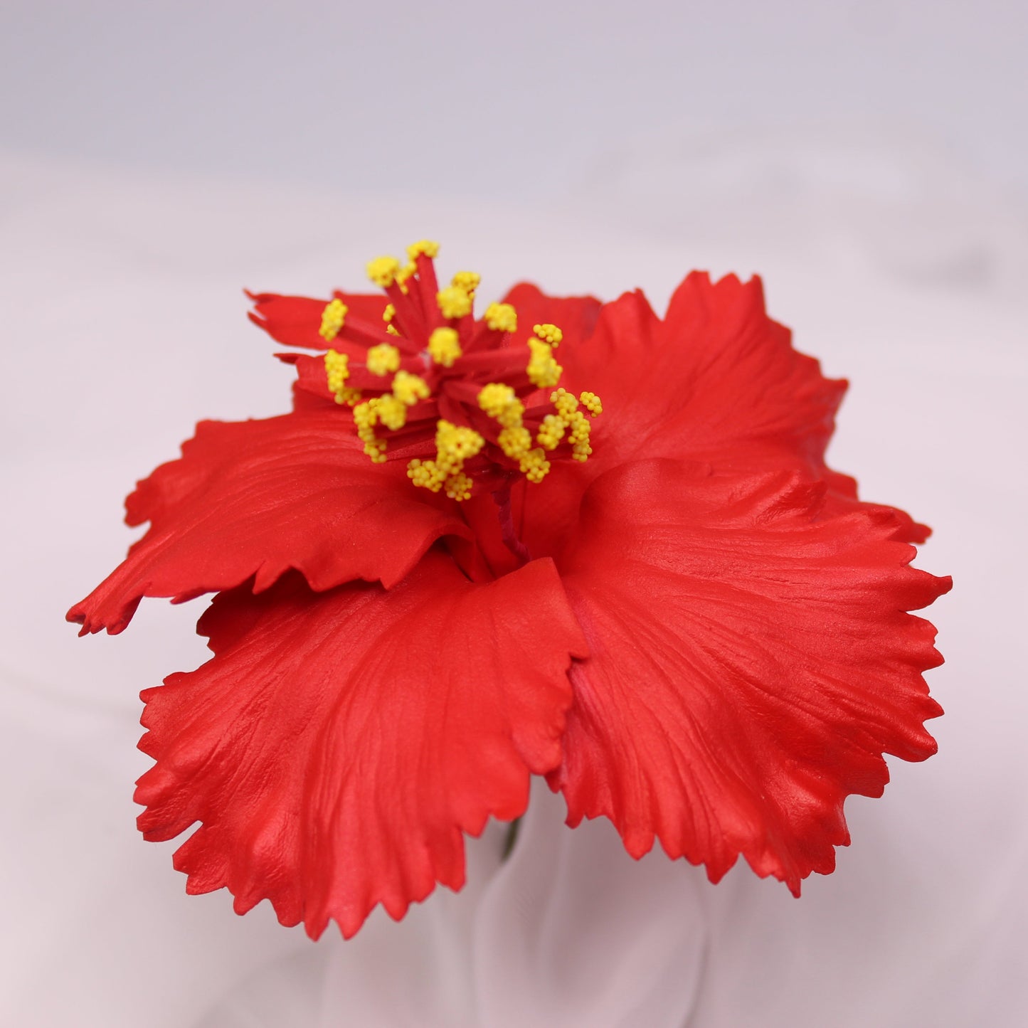 Small Bright Red Hibiscus Real Touch Flowerhead 8cm - Realistic Artificial Flowers