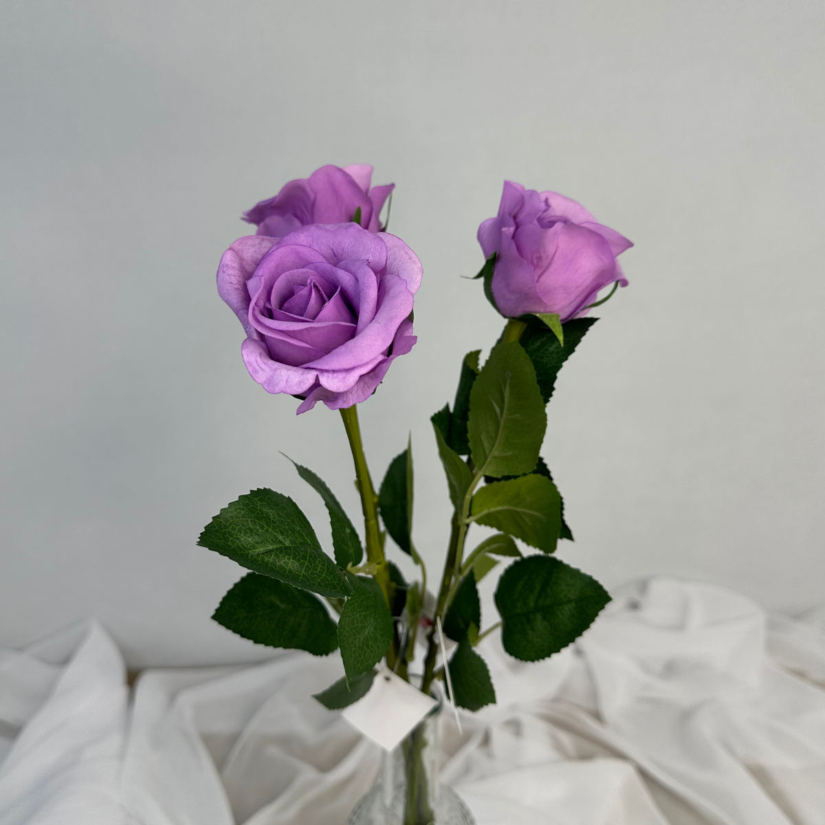 Lavender Real Touch Rose Half Bloom - Realistic Artificial Flowers