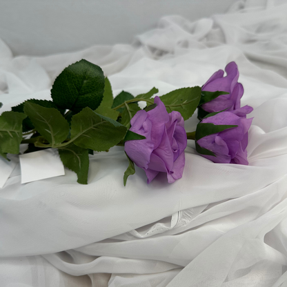 Lavender Real Touch Rose Half Bloom - Realistic Artificial Flowers