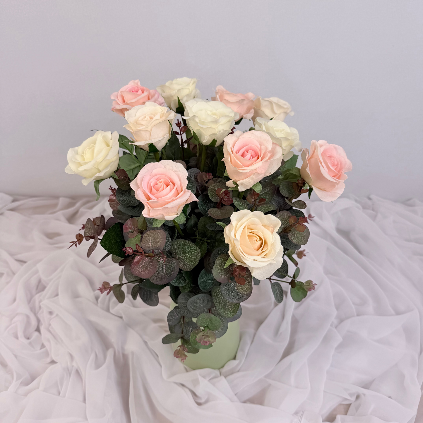 Pink Real Touch Rose Arrangement in Vase