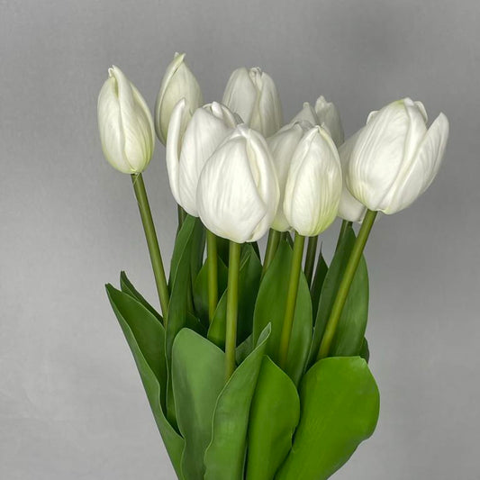White Tulip Real Touch Bud and Bloom -Realistic Artificial Flowers