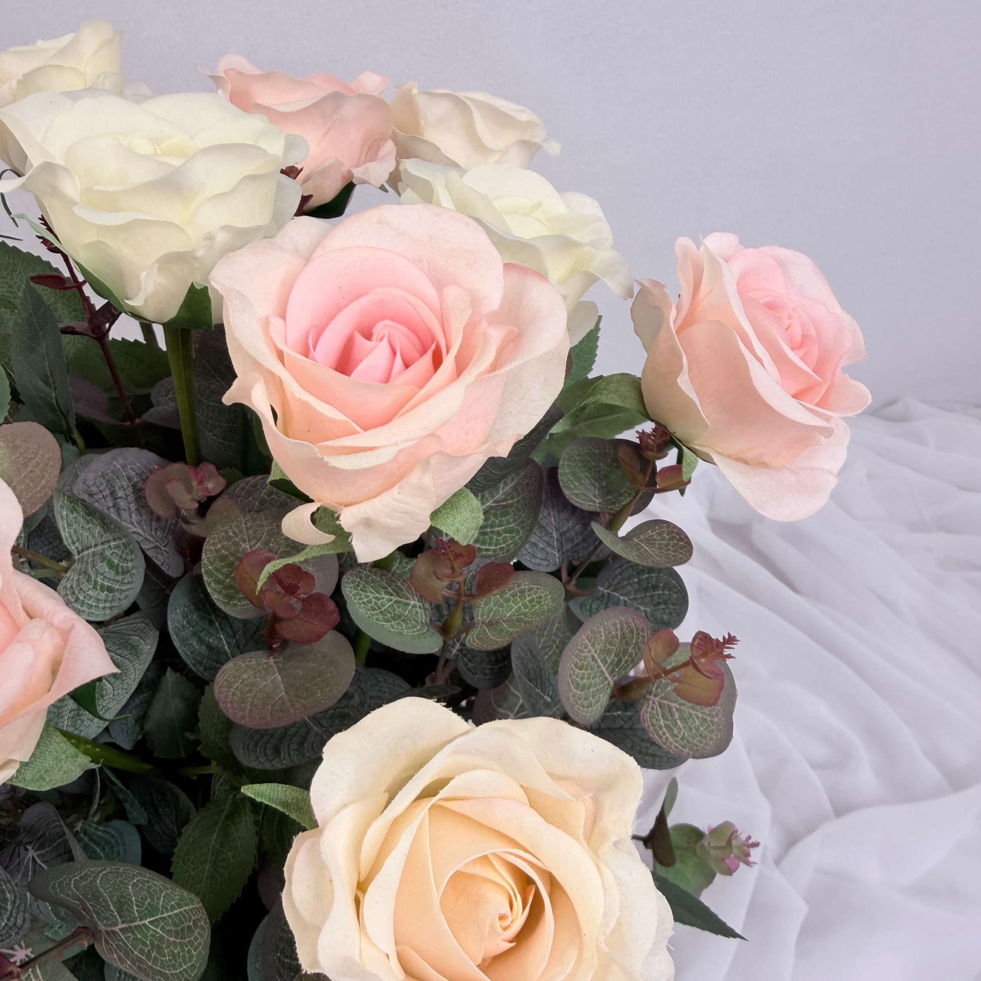 Pink Real Touch Rose Arrangement in Vase