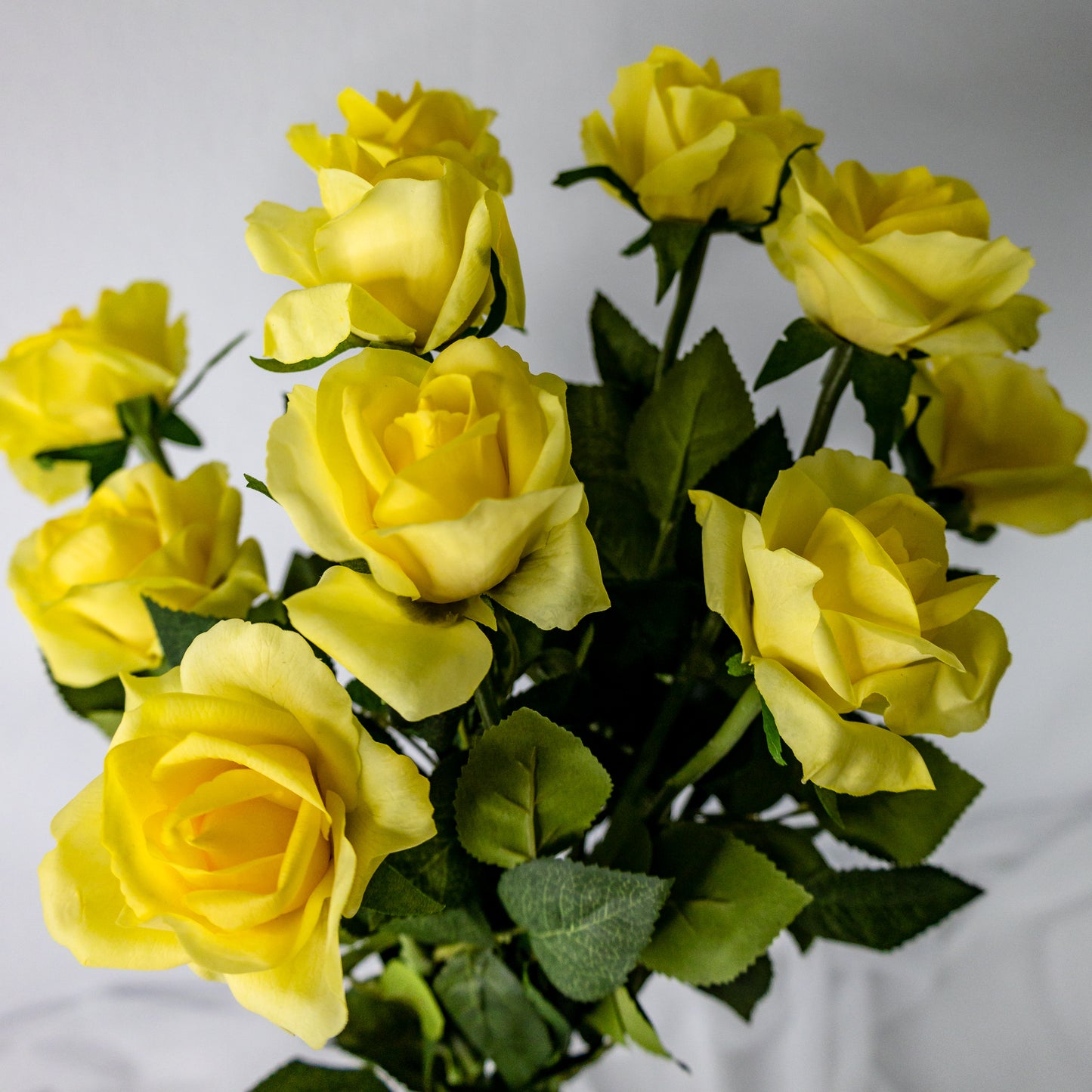 Yellow Real Touch Open Bloom Rose - Realistic Artificial Flowers