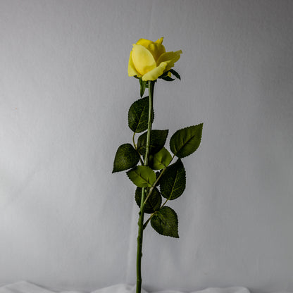 Yellow Real Touch Open Bloom Rose - Realistic Artificial Flowers