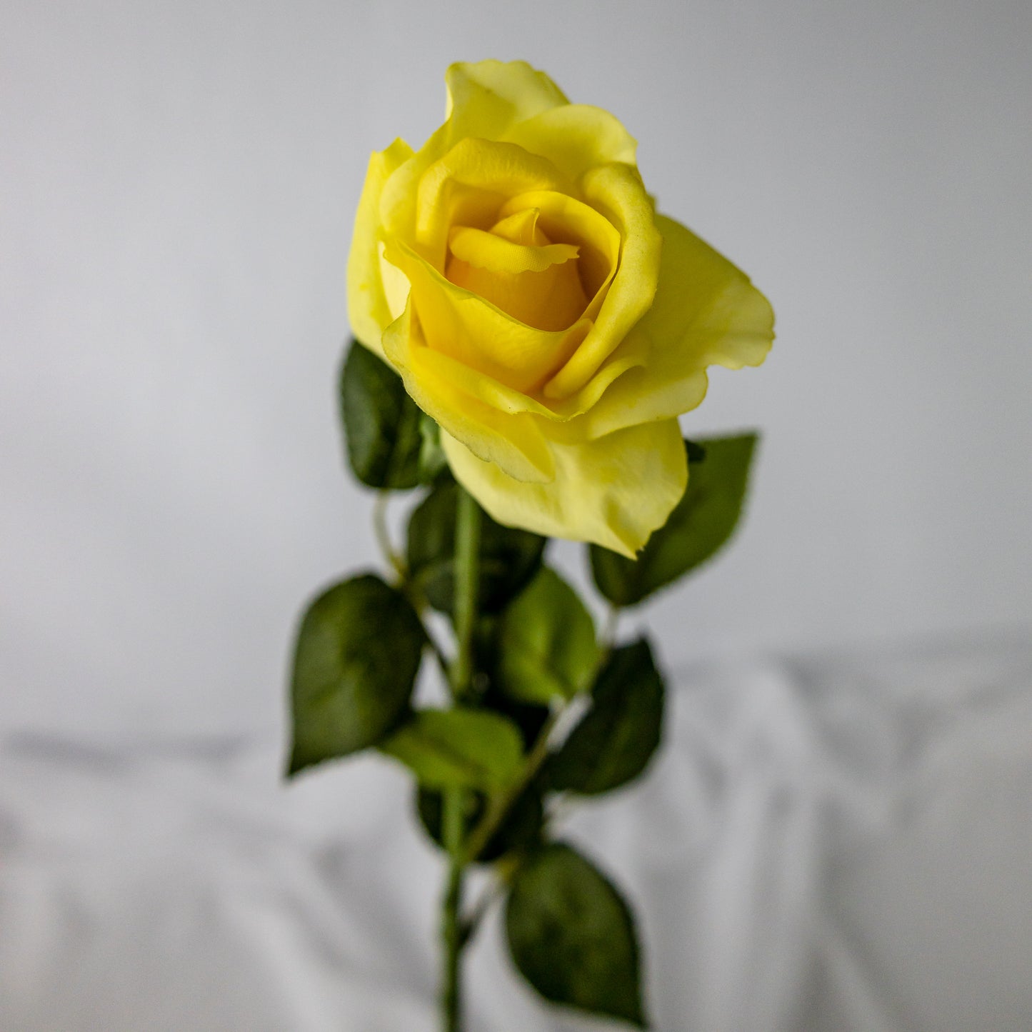 Yellow Real Touch Open Bloom Rose - Realistic Artificial Flowers