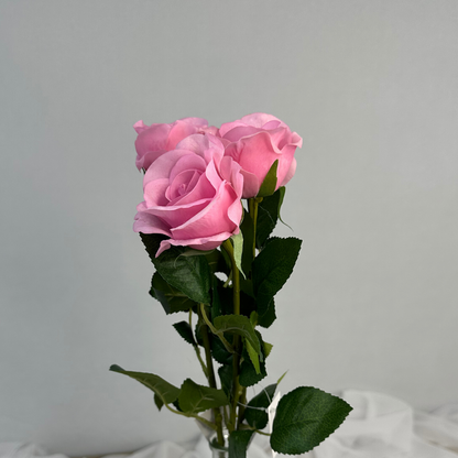 Deep Pink Real Touch Rose Half Bloom - Realistic Artificial Flowers
