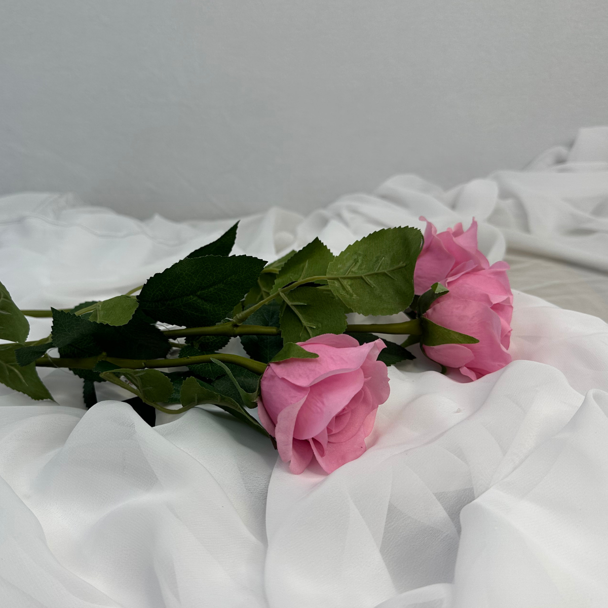 Deep Pink Real Touch Rose Half Bloom - Realistic Artificial Flowers