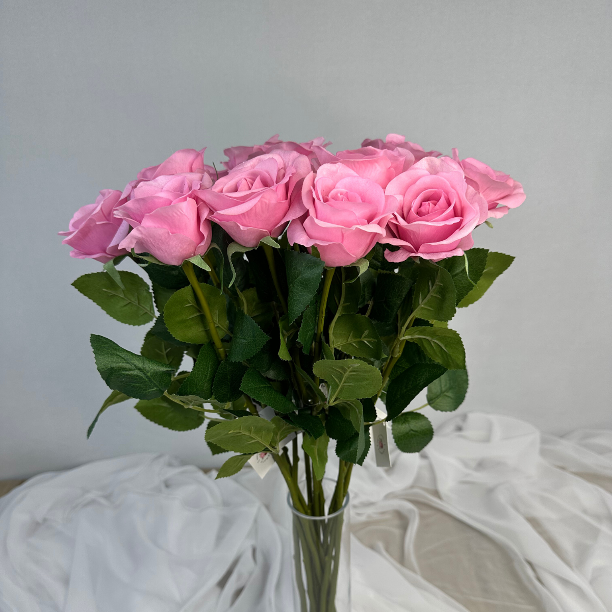 Deep Pink Real Touch Rose Half Bloom - Realistic Artificial Flowers