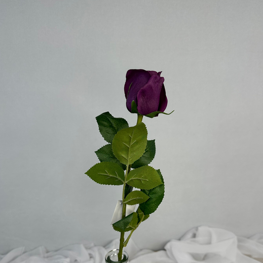 Purple Real Touch Rose Open Bud - Realistic Artificial Flowers