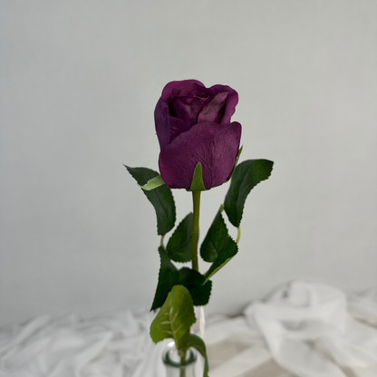Purple Real Touch Rose Open Bud - Realistic Artificial Flowers