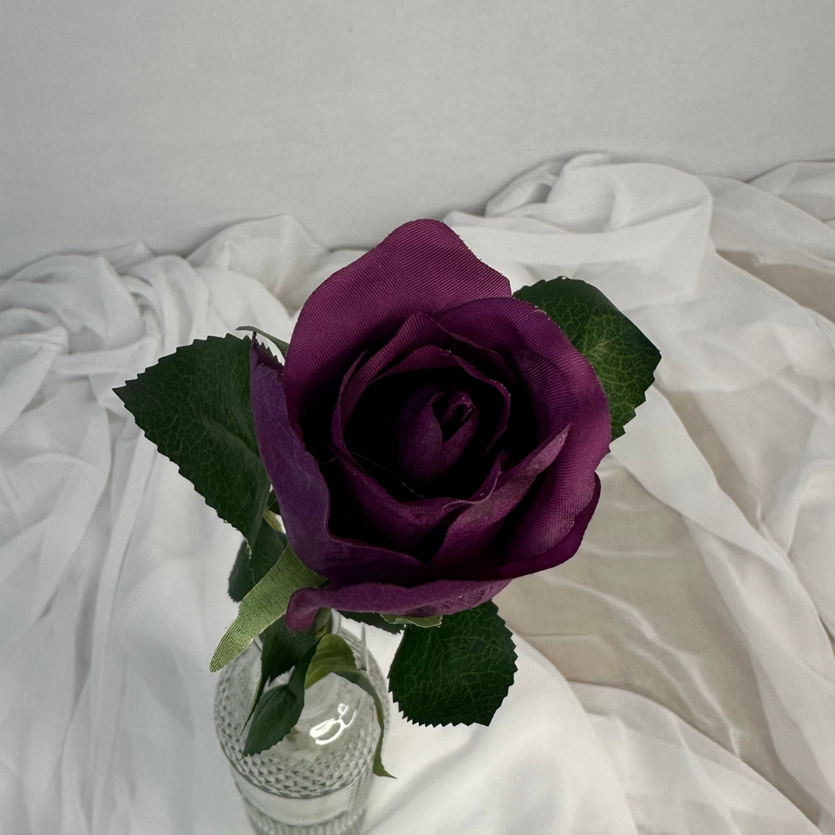 Purple Real Touch Rose Open Bud - Realistic Artificial Flowers