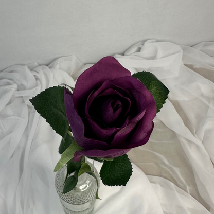 Purple Real Touch Rose Open Bud - Realistic Artificial Flowers