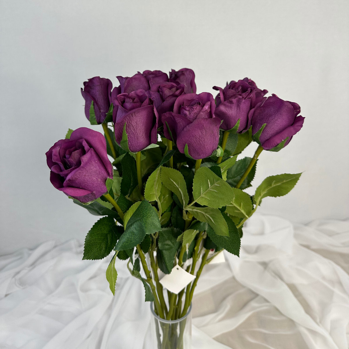 Purple Real Touch Rose Open Bud - Realistic Artificial Flowers