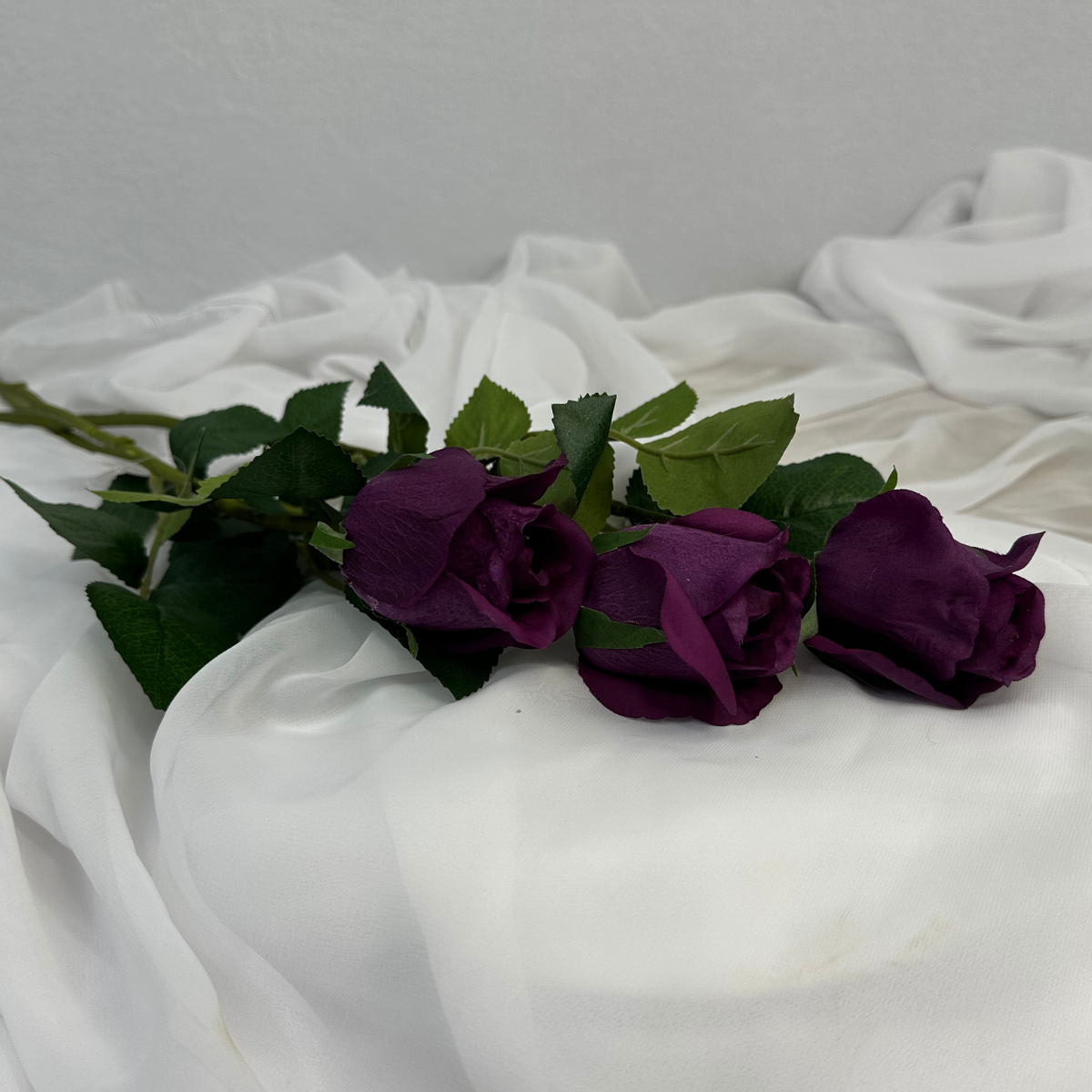Purple Real Touch Rose Open Bud - Realistic Artificial Flowers