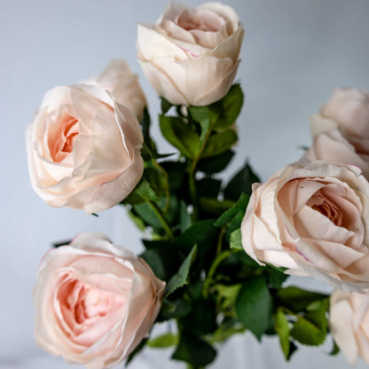 Light Pink David Austin Real Touch Open Bud Rose - Realistic Artificial Flowers