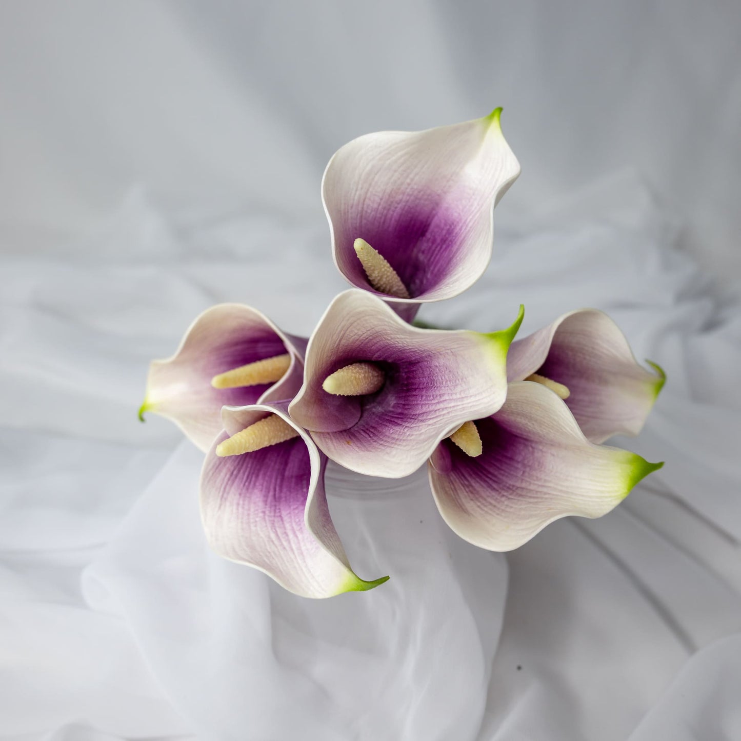 artificial picasso mini calla lilies top view
