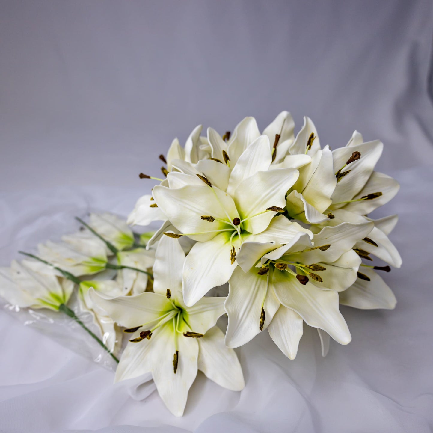 artificial white asiatic lily flowers