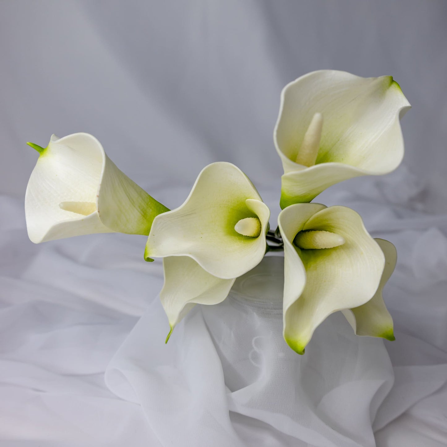 artificial White Mini Calla Lily top view