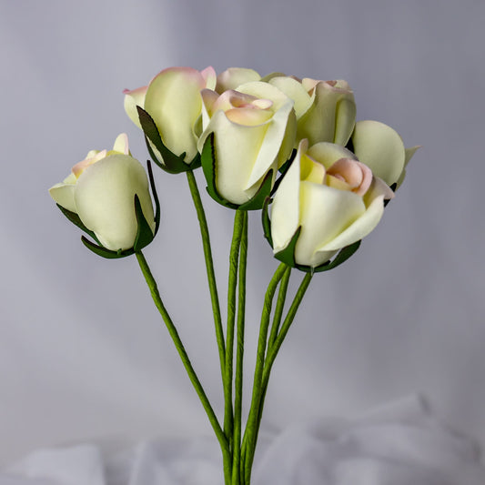 artificial white pink velveteen rose buds