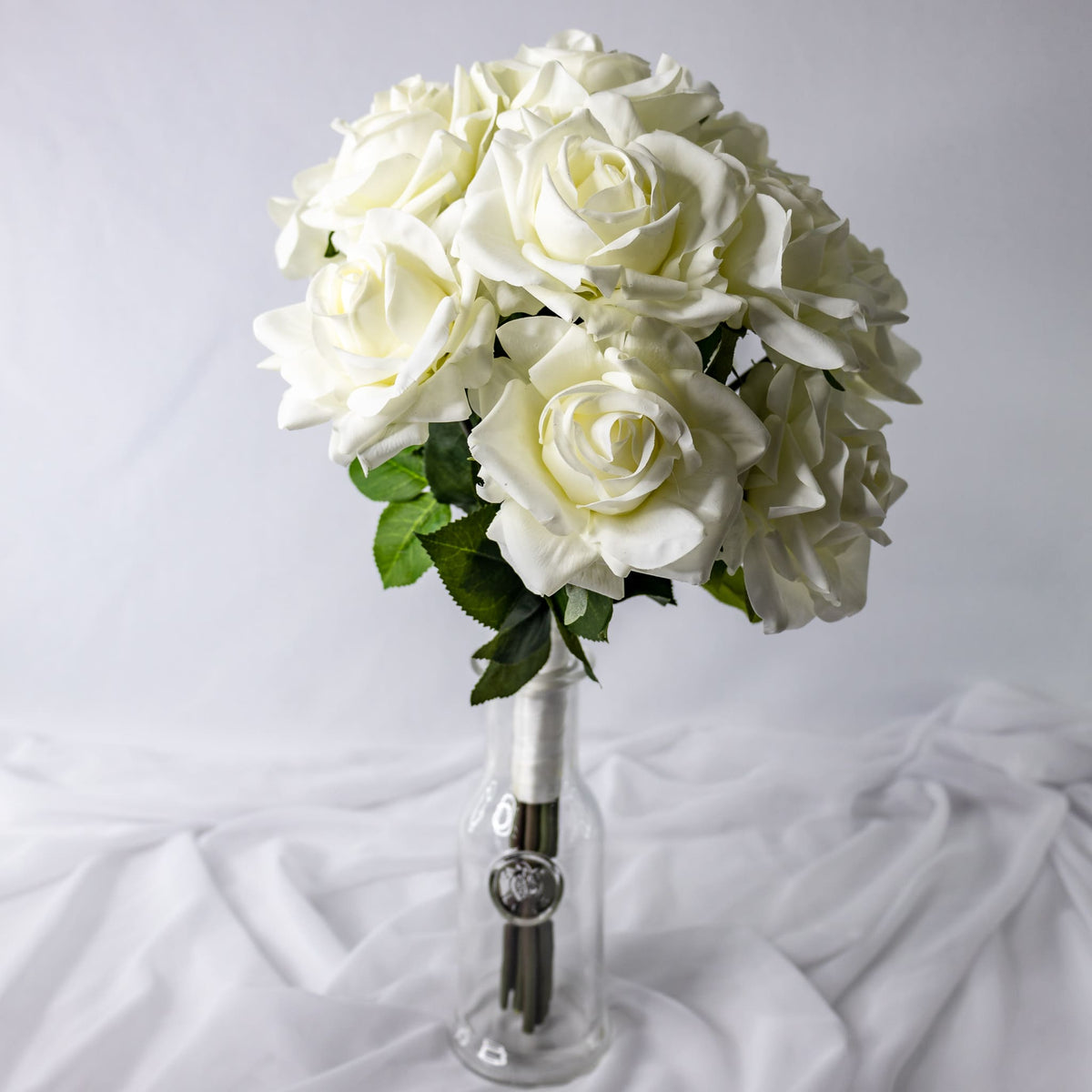Artificial Transparent Roses White Real Touch Full Bloom Roses - Realistic Artificial Flowers