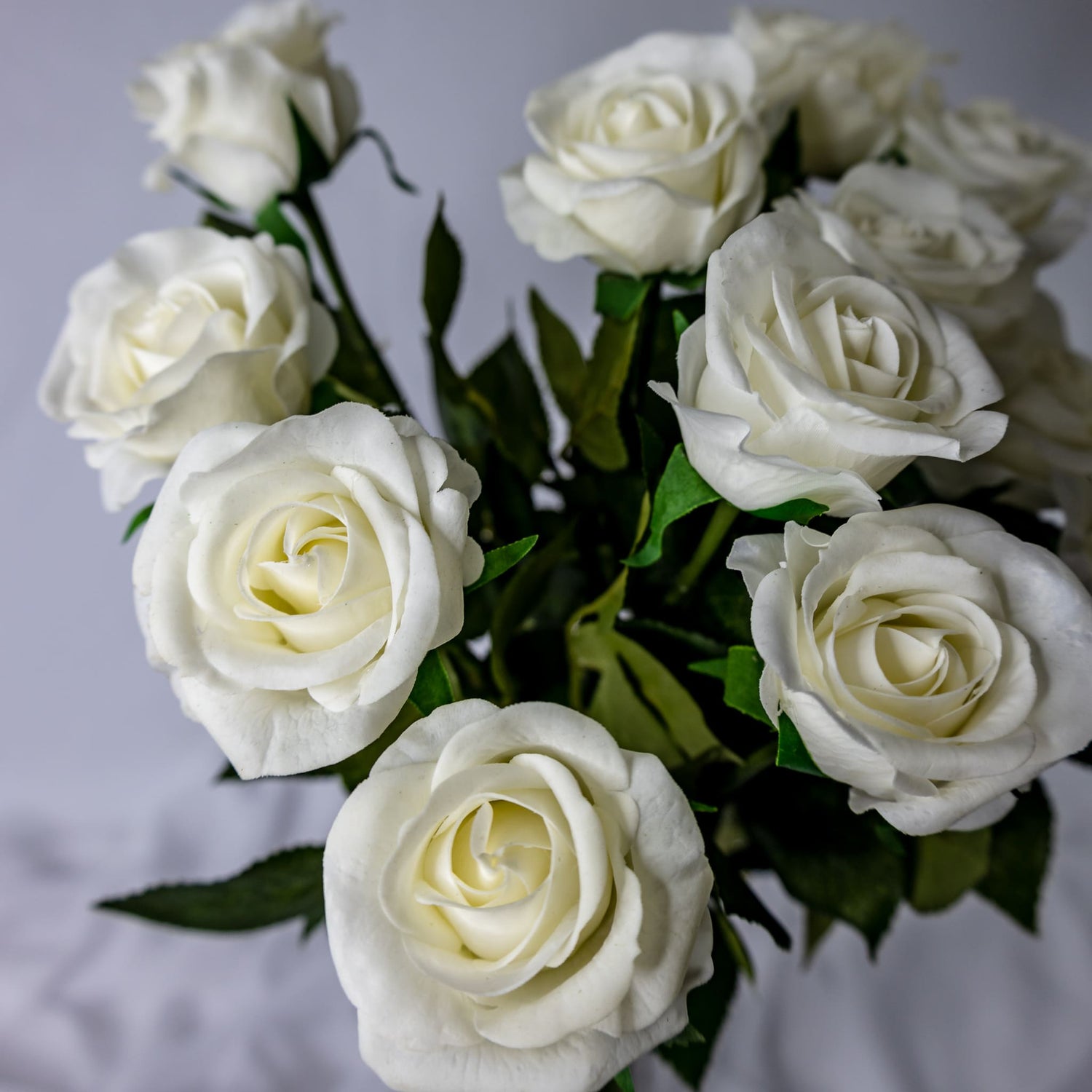 White Real Touch Half Bloom Rose - Realistic Artificial Flowers