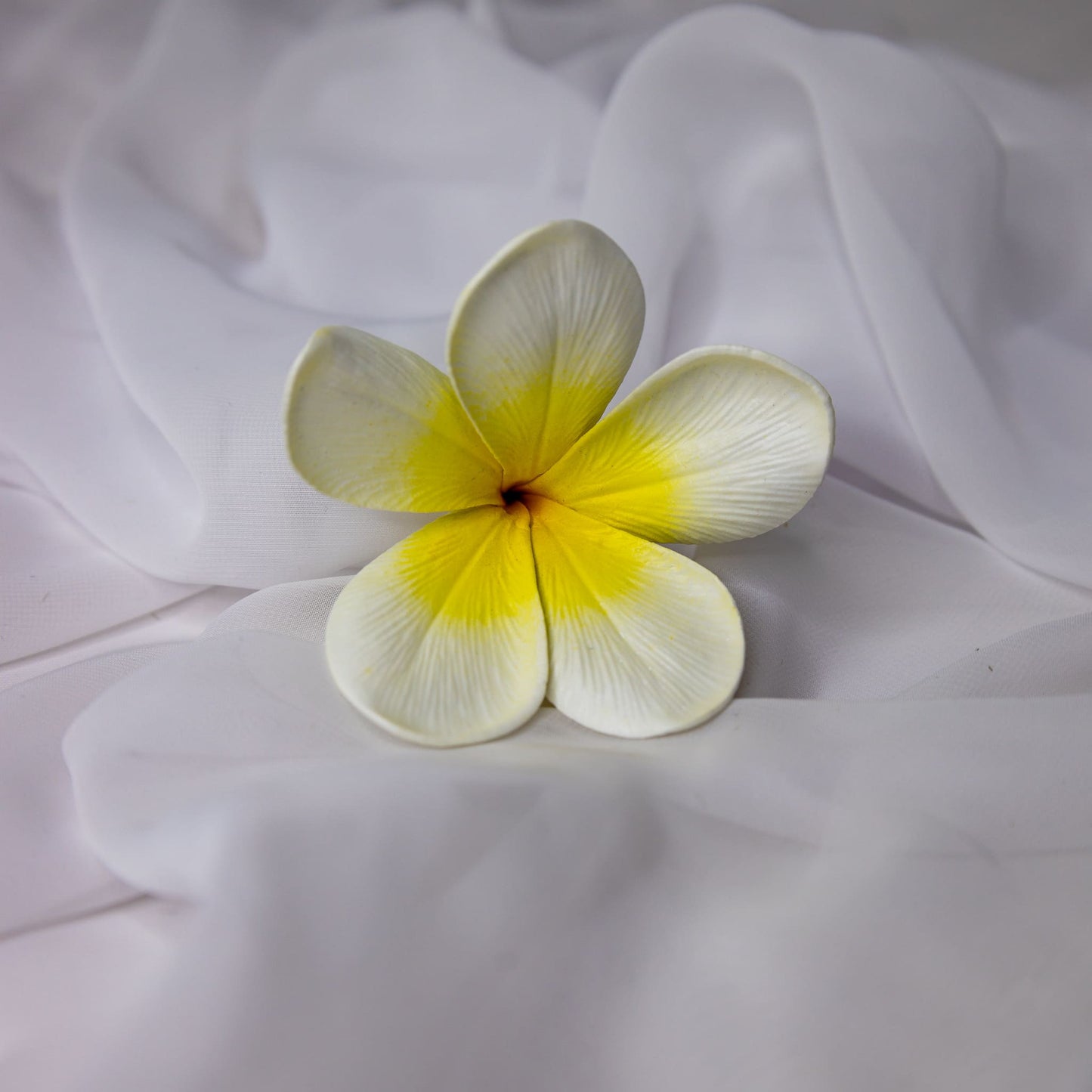 artificial White Yellow Frangipani Flowerhead
