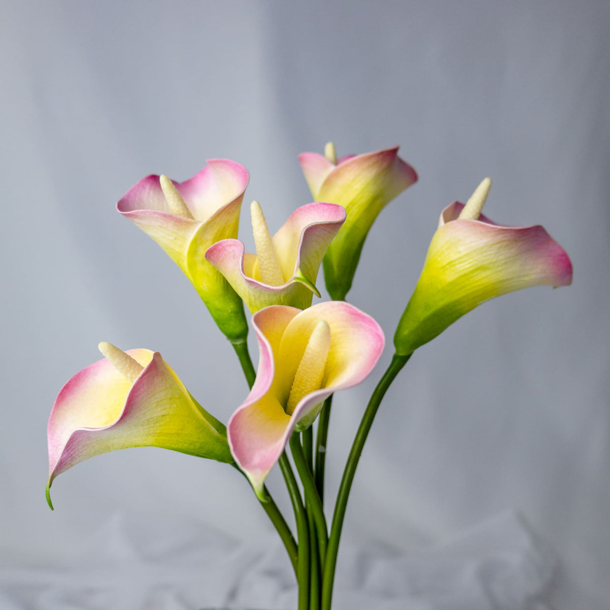 Mini Calla Yellow/Pink Mini Calla Lily - Realistic Artificial FlowersYellow/Pink ...