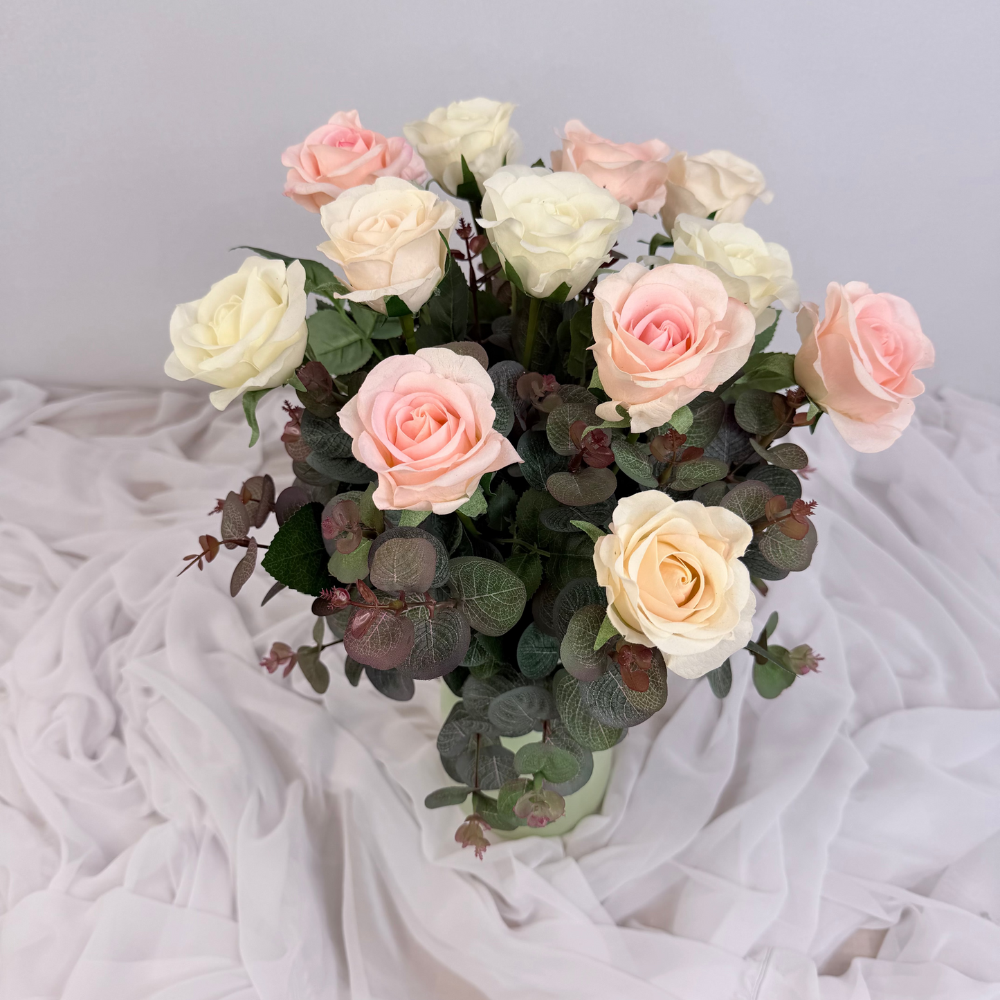 Pink Real Touch Rose Arrangement in Vase