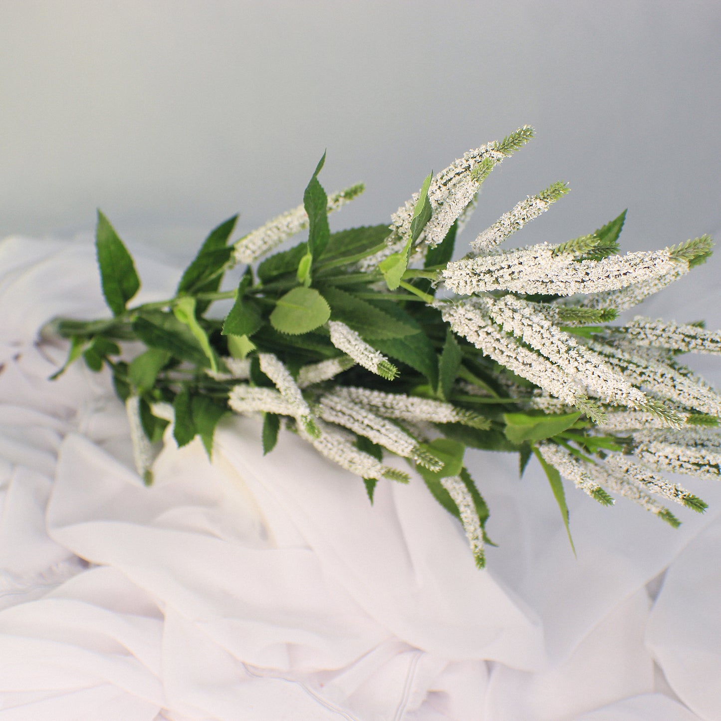 White Cattail Spray - Realistic Artificial Flowers
