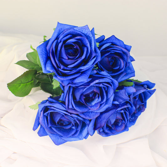 Dark Blue Large Real Touch Rose - Realistic Artificial Flowers