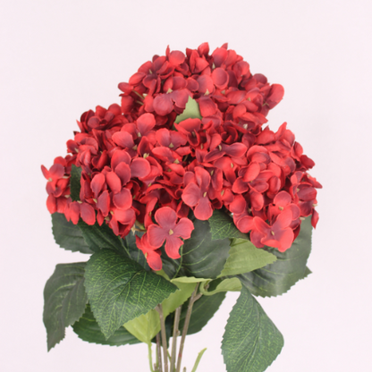 Red Hydrangea Bunch -Soft Silk