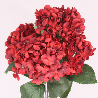 Red Hydrangea Bunch -Soft Silk