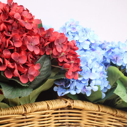 Red Hydrangea Bunch -Soft Silk