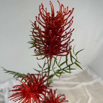 Grevillea Flower Spray Crimson Red- Realistic Artificial Flowers