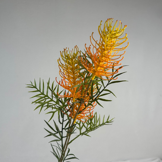 Grevillea Flower Spray Sunset Orange - Realistic Artificial Flowers