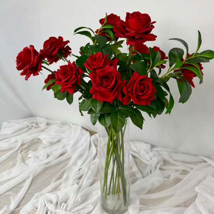 Dozen Red Rose Bouquet - Realistic Artificial Flowers