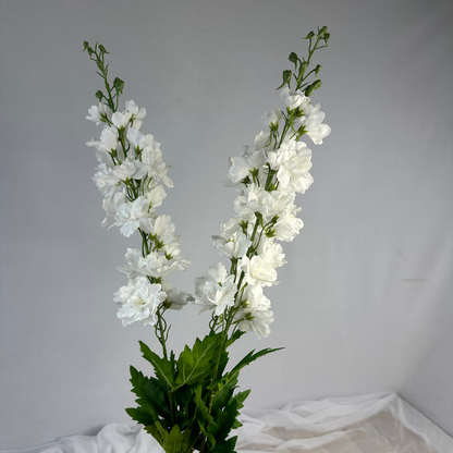 White Large Real Touch Delphinium - Realistic Artificial Flowers