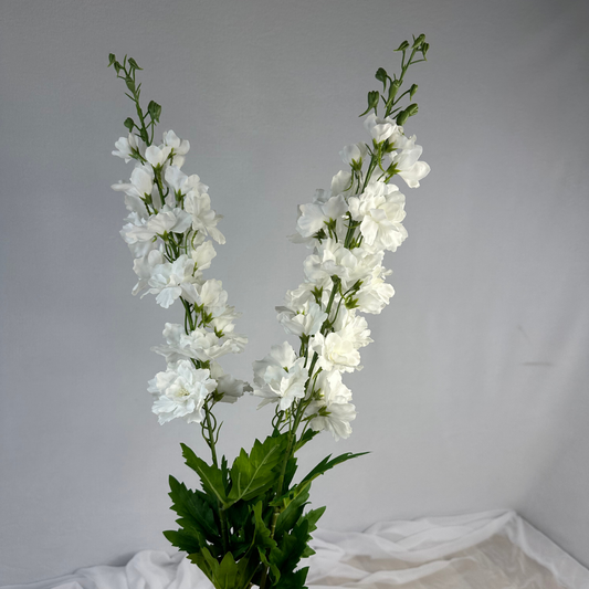 White Large Real Touch Delphinium - Realistic Artificial Flowers