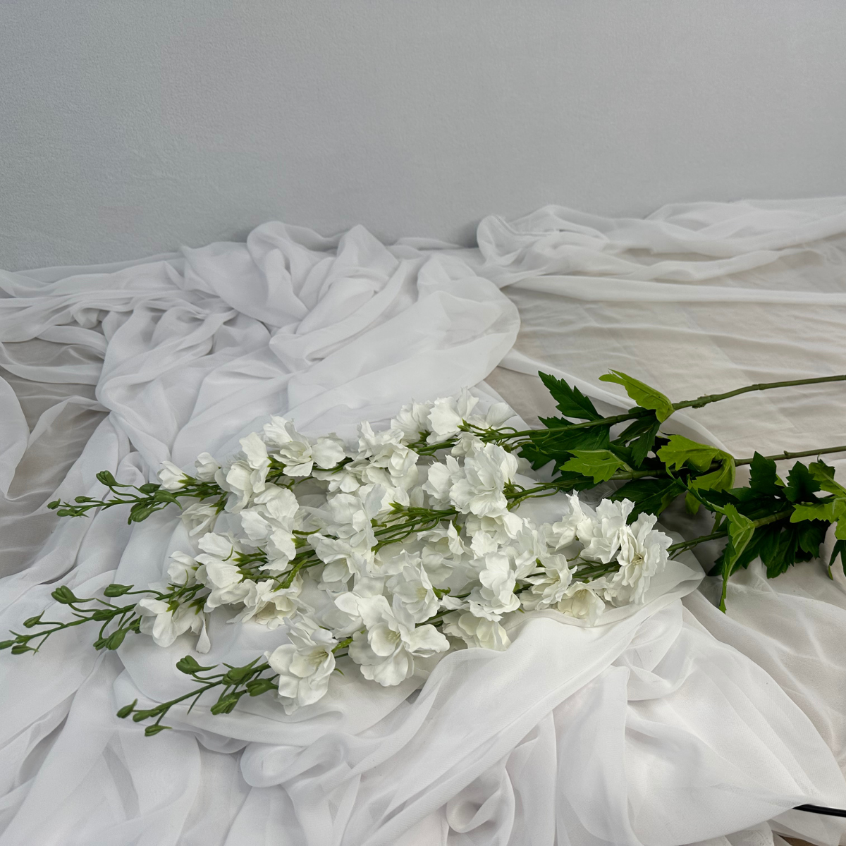 White Large Real Touch Delphinium - Realistic Artificial Flowers