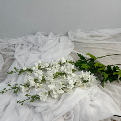 White Large Real Touch Delphinium - Realistic Artificial Flowers
