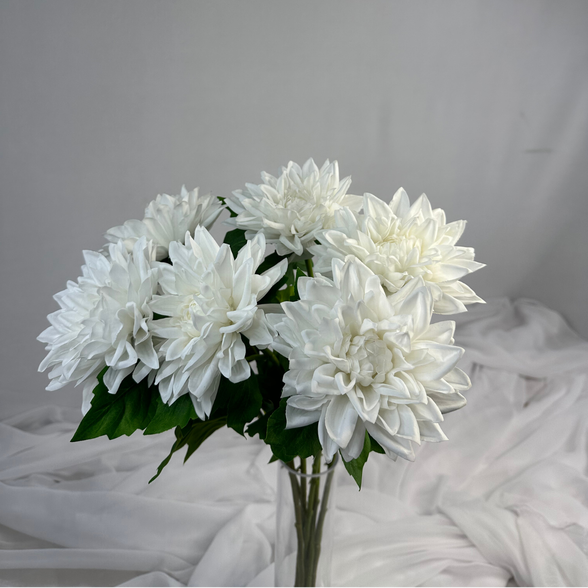 White Real Touch Dahlias-Realistic Artificial Flowers