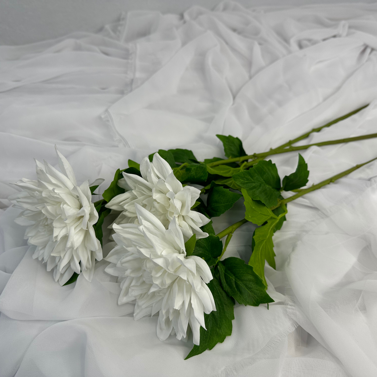 White Real Touch Dahlias-Realistic Artificial Flowers